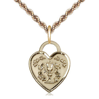 14kt Gold Filled Communion Heart Medal Religious Jewelry Engraved Catholic Saint Jewelry