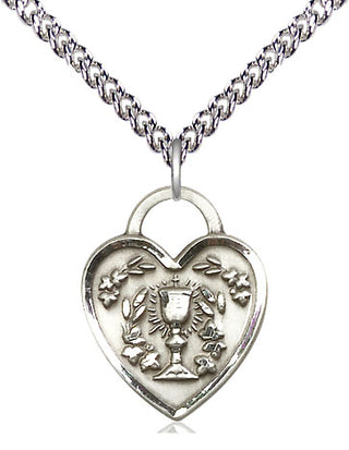 Sterling Silver Communion Heart Medal | Medium | Engravable