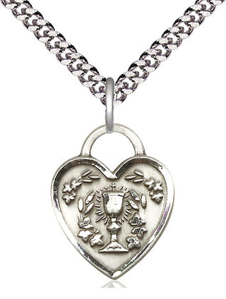 Sterling Silver Communion Heart Medal | Medium | Engravable