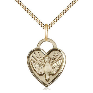 14kt Gold Filled Confirmation Heart Medal Religious Jewelry Engraved Catholic Saint Jewelry