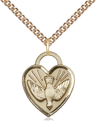 14kt Gold Filled Confirmation Heart Medal Religious Jewelry Engraved Catholic Saint Jewelry