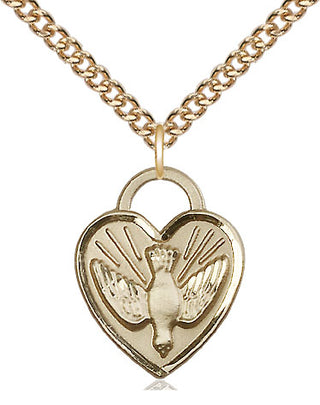 14kt Gold Filled Confirmation Heart Medal Religious Jewelry Engraved Catholic Saint Jewelry