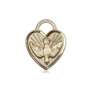 14kt Gold Confirmation Heart Medal Engraved Catholic Saint Jewelry