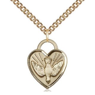 14kt Gold Confirmation Heart Medal Engraved Catholic Saint Jewelry