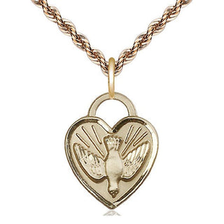 14kt Gold Confirmation Heart Medal Engraved Catholic Saint Jewelry