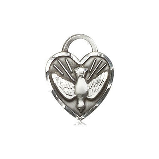 Sterling Silver Confirmation Heart Medal Engraved Catholic Saint Jewelry