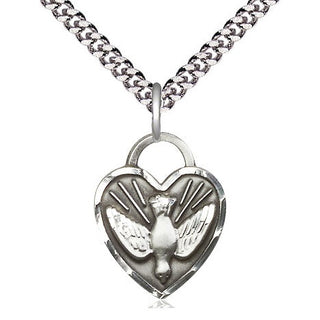Sterling Silver Confirmation Heart Medal Religious Jewelry Engraved Catholic Saint Jewelry