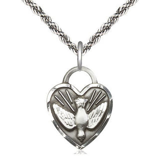Sterling Silver Confirmation Heart Medal Religious Jewelry Engraved Catholic Saint Jewelry