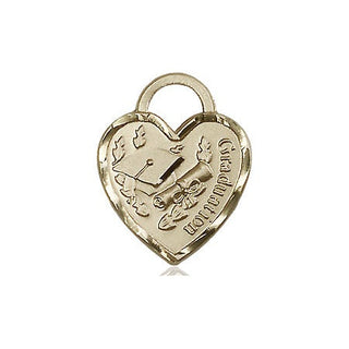 14kt Gold Filled Graduation Heart Medal Engraved Catholic Saint Jewelry