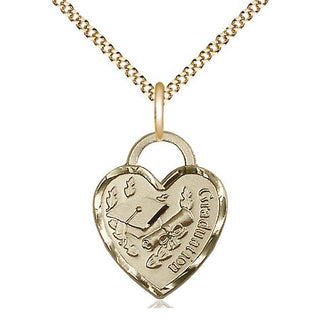 14kt Gold Filled Graduation Heart Medal Religious Jewelry Engraved Catholic Saint Jewelry