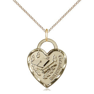 14kt Gold Filled Graduation Heart Medal Religious Jewelry Engraved Catholic Saint Jewelry