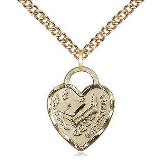 14kt Gold Filled Graduation Heart Medal Religious Jewelry Engraved Catholic Saint Jewelry