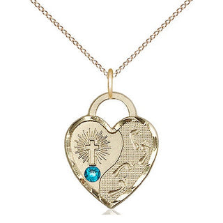 14kt Gold Filled Footprints Heart Charm Zircon Swarovski | 18-inch Chain | Engravable
