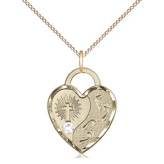 14kt Gold Filled Footprints Heart Charm Crystal Swarovski | 18-inch Chain | Engravable