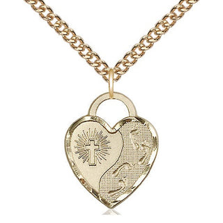 14kt Gold Filled Footprints Heart Medal Religious Jewelry Engraved Catholic Saint Jewelry