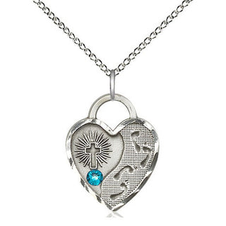 Sterling Silver Footprints Heart Charm Zircon | 18-inch Chain | Engravable