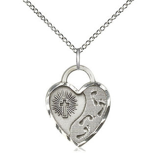 Sterling Silver Footprints Heart Medal Religious Jewelry Engraved Catholic Saint Jewelry