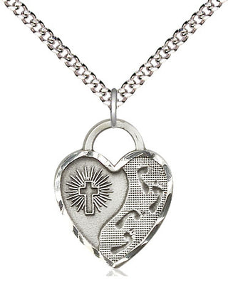 Sterling Silver Footprints Heart Medal Religious Jewelry Engraved Catholic Saint Jewelry