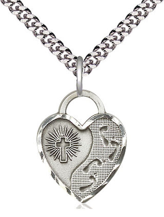 Sterling Silver Footprints Heart Medal Religious Jewelry Engraved Catholic Saint Jewelry
