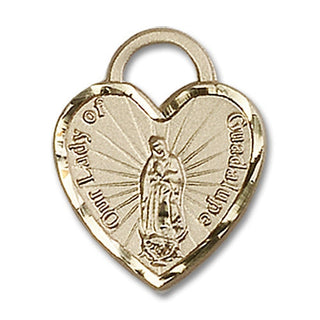 14kt Gold Filled Our Lady of Guadalupe Heart Medal