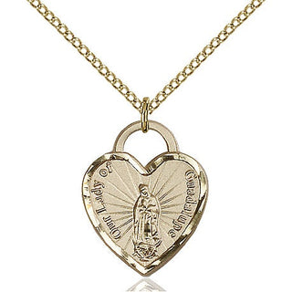14kt Gold Filled Our Lady of Guadalupe Heart Medal Religious Jewelry