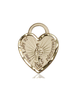 14kt Gold Our Lady of Guadalupe Heart Medal