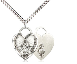 Sterling Silver Our Lady of Guadalupe Heart Medal Religious Jewelry