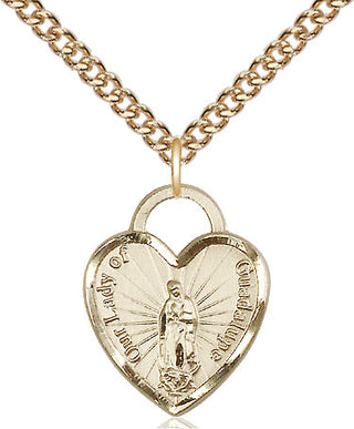 14kt Gold Our of Guadalupe Heart Medal