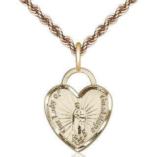14kt Gold Our of Guadalupe Heart Medal