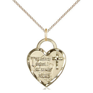 14kt Gold Filled Lord Is My Shepherd Heart Medal Religious Jewelry Engraved Catholic Saint Jewelry