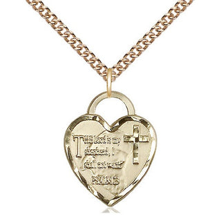 14kt Gold Filled Lord Is My Shepherd Heart Medal Religious Jewelry Engraved Catholic Saint Jewelry