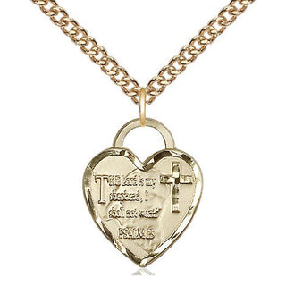 14kt Gold Lord Is My Shepherd Heart Medal Engraved Catholic Saint Jewelry