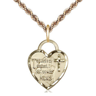 14kt Gold Lord Is My Shepherd Heart Medal Engraved Catholic Saint Jewelry