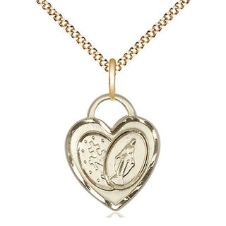 14kt Gold Filled Miraculous Heart Medal Religious Jewelry