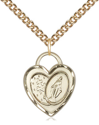 14kt Gold Filled Miraculous Heart Medal Religious Jewelry