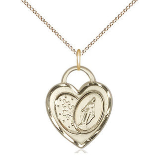 14kt Gold Miraculous Heart Medal