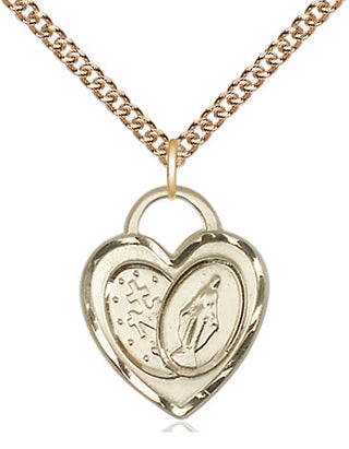 14kt Gold Miraculous Heart Medal