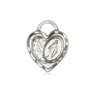 Sterling Silver Miraculous Heart Medal