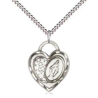 Sterling Silver Miraculous Heart Medal Religious Jewelry