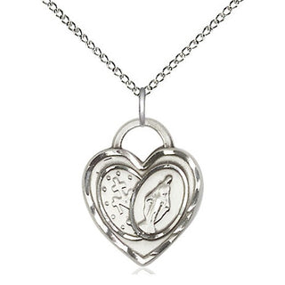 Sterling Silver Miraculous Heart Medal Religious Jewelry