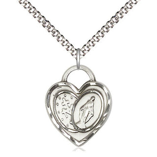 Sterling Silver Miraculous Heart Medal Religious Jewelry