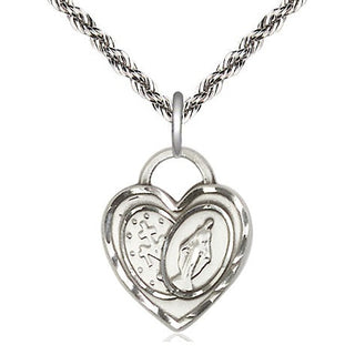 Sterling Silver Miraculous Heart Medal Religious Jewelry