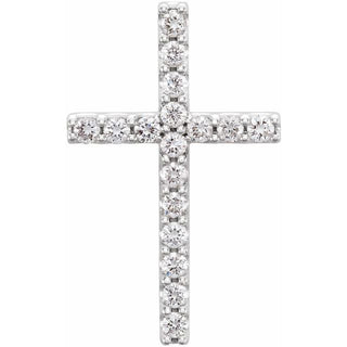 14K White 1/4 CTW Lab-Grown Diamond Petite Cross Pendant