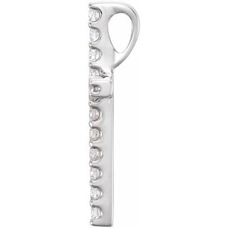 14K White 1/5 CTW Natural Diamond Petite Cross Pendant