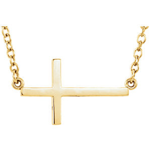 14K Gold Sideways Cross 20-22" Necklace