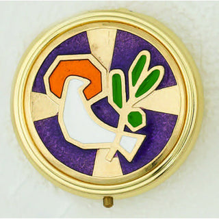 Red Enameled with White Holy Spirit Pyx