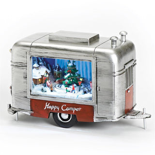 6-Inch Lighted Musical Trailer Silver, Rotating Scene