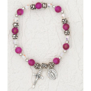 4-pack - Pink Tourmaline - Italian Faux Birthstone Stretch Bracelet