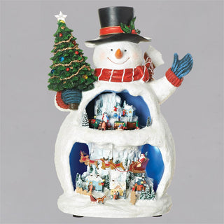 12-Inch Lighted Musical Snowman Dual Level Rotation