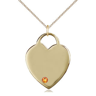 14kt Gold Filled Heart Charm Topaz Swarovski | 18-inch Chain | Engravable
